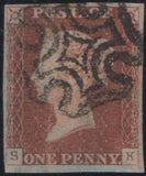 138955 1840-1841 MATCHED PAIR 1D BLACK PL.2 (SG2) AND 1D RED (SG7) LETTERED SK.