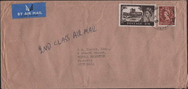 138979 1968 AIR MAIL AYLESBURY, BUCKS TO AUSTRALIA WITH 2/6 CASTLE.