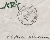 138982 1911 FIRST OFFICIAL U.K. AERIAL POST/LONDON ENVELOPE IN BRIGHT GREEN TO BELGIUM.