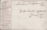 138983 1911 FIRST OFFICIAL U.K. AERIAL POST/LONDON POST CARD IN BROWN USED IN LONDON.
