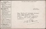 138984 1911 FIRST OFFICIAL U.K. AERIAL POST/LONDON POST CARD IN OLIVE-GREEN WITH 'H.T.J.' ADVERT ON REVERSE.