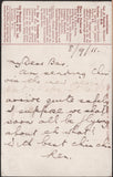 138985 1911 FIRST OFFICIAL U.K. AERIAL POST/LONDON POST CARD IN RED-BROWN TO 'RANGOON, BURMA, INDIA'.