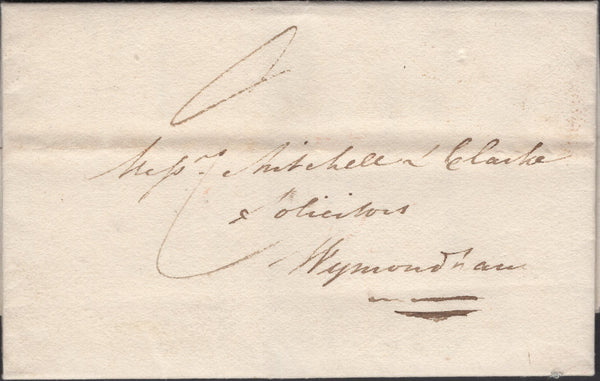 138990 1832 AND 1840 LETTERS, FROM HARLESTON, NORFOLK TO  WYMONDHAM SHOWING '9' RATE AND '1' UPP RATE FOLLOWING POSTAL REFORM.