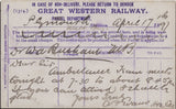 139000 1897 ½D BROWN POST CARD 'BRISTOL AND PENZANCE T.P.O. UP' DATE STAMP.