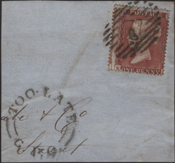 139012 1854 DIE 1 1D PL.162 (SG17)(SH) USED ON PIECE.