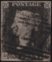 139025 1840 1D BLACK PL.5 (SG2)(DK) '447' NUMERAL CANCELLATION OF LEEDS (SPEC A1za) FINE USED.