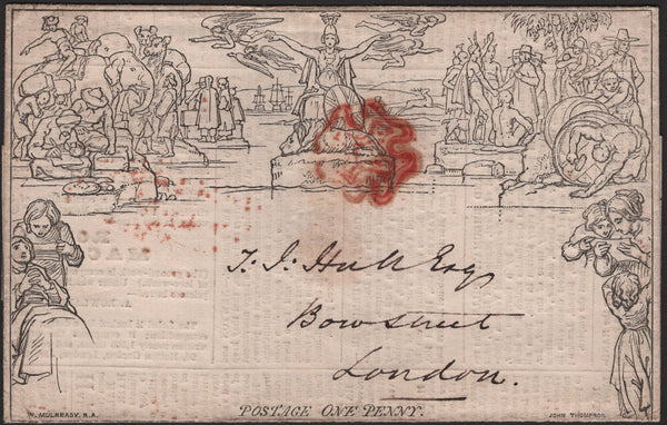 139041 1840 1D MULREADY WRAPPER WITH 'HALLETT'S POSTAGE ADVERTISER' (MA15b).