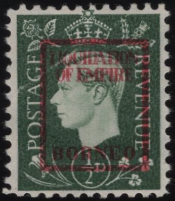 139060 1944 ½D GERMAN PROPAGANDA FORGERY 'LIQUIDATION OF EMPIRE/BORNEO' UNUSED.