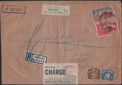 139084 1950 REGISTERED AIR MAIL GIBRALTAR TO KENT WITH POSTAGE DUES RECEIPTING PURCHASE TAX.