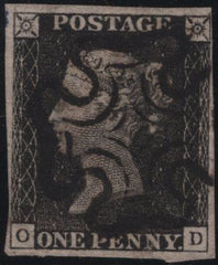 139130 1840 1D BLACK PL.6 (SG2)(OD IN STATE TWO SPEC AS43) VERY FINE USED.