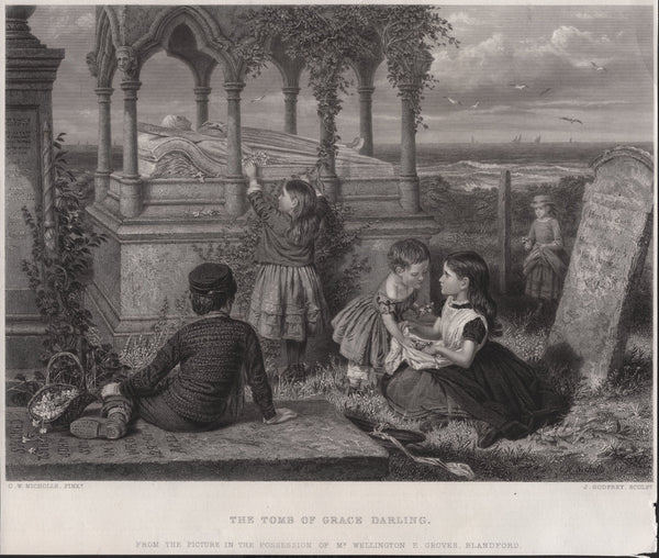 139139 CIRCA 1845 ENGRAVED PRINT 'THE TOMB OF GRACE DARLING'.