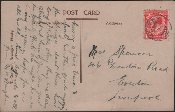 139142 1929 MAIL FLIMBY, CUMBERLAND TO LIVERPOOL WITH 'FLIMBY' SINGLE RING DATE STAMP.