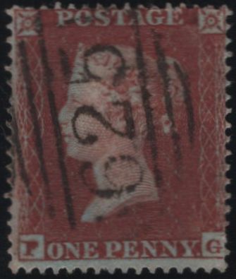 139151 1854 DIE 1 1D PL.197 (SG17)(PG) GOOD USED.