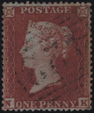 139154 1854 DIE 1 1D PL.198 (SG17)(NK) GOOD USED.