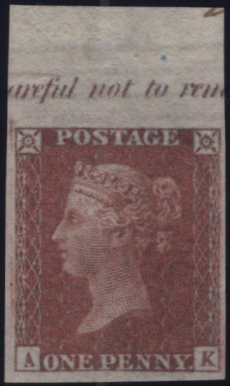 139186 1855 DIE 2 1D PL.28 IMPRIMATUR LETTERED AK WITH GOTHIC 'K'.
