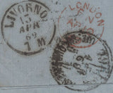 139226 1869 MAIL MANCHESTER TO LEGHORN, ITALY WITH 6D LILAC (SG104) X 3.