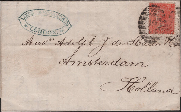 139230 1867 MAIL LONDON TO AMSTERDAM WITH 4D (SG94).