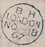 139230 1867 MAIL LONDON TO AMSTERDAM WITH 4D (SG94).