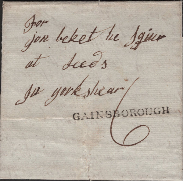 139234 1801 MAIL GAINSBOROUGH TO LEEDS WITH 'GAINSBOROUGH' HANDSTAMP (LI335).