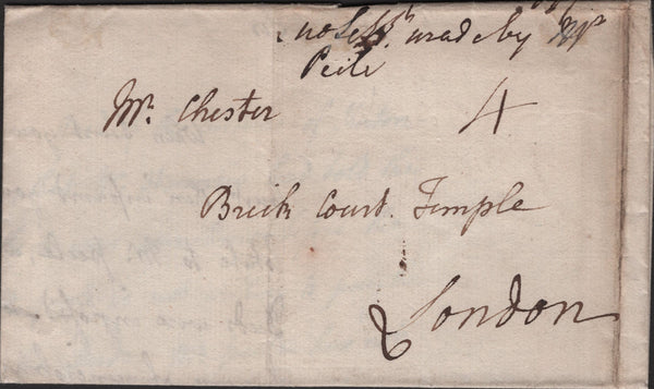 139235 1777 MAIL GAINSBOROUGH TO LONDON WITH 'GAINS/BOROUGH' HANDSTAMP (LI321).