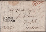 139236 1780 MAIL GAINSBOROUGH, LINCS TO LONDON WITH 'GAINS/BOROUGH' HANDSTAMP (LI325).