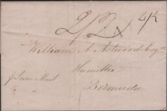 139237 1834 MAIL LONDON TO BERMUDA WITH THE VERY RARE 'A' WITHIN CIRCLE LONDON HANDSTAMP 'ISSUED TO THE WEST INDIA ROOM' (L1045).
