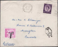139242 1964 UNDERPAID MAIL NEWCASTLE UPON TYNE TO BELGIUM WITH BELGIUM POSTAGE DUE.