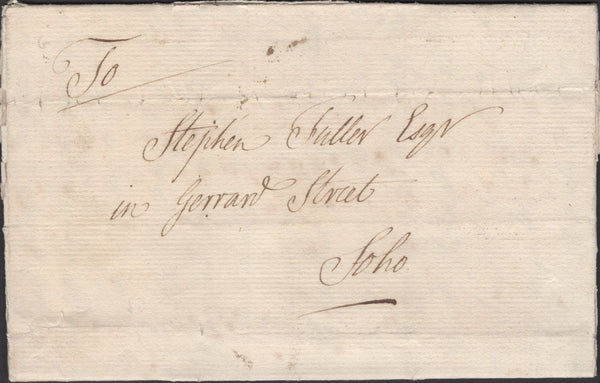 139255 1758 MAIL USED IN LONDON WITH TEMPLE DOCKWRA TYPE 3a (L357(2).