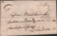 139257 1754 MAIL HARWICH TO LONDON WITH WESTMINSTER DOCKWRA HANDSTAMP TYPE 4a (L363a?).