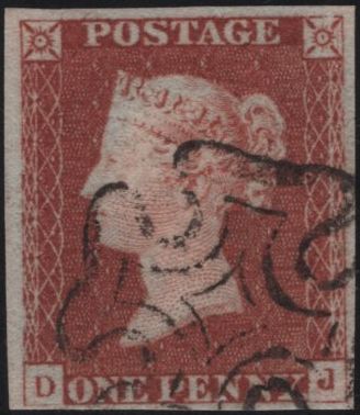 139276 1842 1D PL.25 (SG8)(DJ) FINE USED.