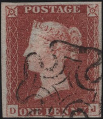 139276 1842 1D PL.25 (SG8)(DJ) FINE USED.
