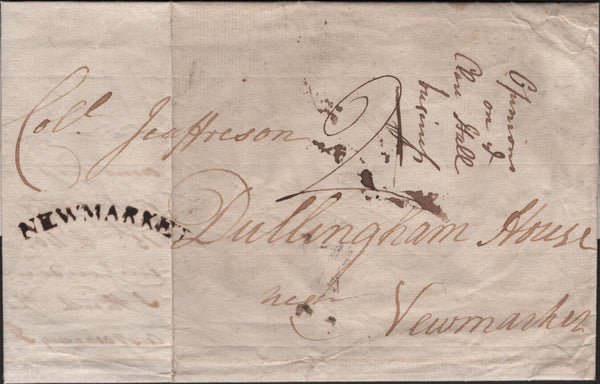 139291 CIRCA 1794 MAIL USED IN NEWMARKET WITH 'NEWMARKET' CONVEX STYLE HANDSTAMP (SK273).