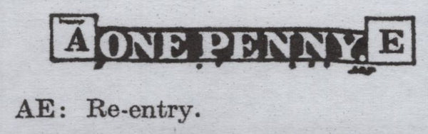 139293 1845 1D PL.62 (SG8)(AE RE-ENTRY SPEC BS51a) FINE USED, MISSING IMPRIMATUR LETTERING.