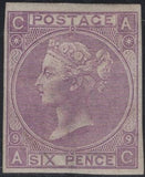139310 1870 6D MAUVE PL.9 ERROR IMPERFORATE (SG109a) LETTERED AC MATCHED WITH IMPRIMATUR.