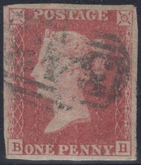 139315 1857 DIE 2 1D PL.60 ERROR IMPERFORATE (SG40a)(BH) FINE TO VERY FINE USED.