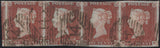 139332 1845 1D PL.56 (SG8) HORIZONTAL STRIP OF FOUR LETTERED NB NC ND NE.