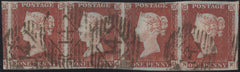 139332 1845 1D PL.56 (SG8) HORIZONTAL STRIP OF FOUR LETTERED NB NC ND NE.