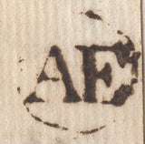 139345 1759 MAIL LONDON TO NEWCASTLE UPON TYNE WITH LONDON 'AE' RECEIVERS HAND STAMP.