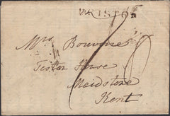 139351 1798 PART WRAPPER BRISTOL TO MAIDSTONE WITH 'BRISTOL' STRAIGHT LINE HAND STAMP.