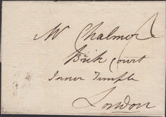 139352 1784 MAIL BRISTOL TO QUEEN ANNE'S BOUNTY, LONDON WITH 'BRISTOL' STRAIGHT LINE HAND STAMP IN BLACK.