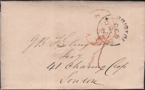 139360 1845 MAIL BRISTOL TO LONDON WITH 'BRISTOL' DATE STAMP.