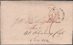 139360 1845 MAIL BRISTOL TO LONDON WITH 'BRISTOL' DATE STAMP.