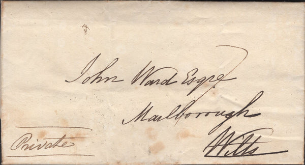 139361 1822 MAIL BRISTOL TO MARLBOROUGH WITH 'BRISTOL 122' DOTTED CIRCLE DATE STAMP (BS83).