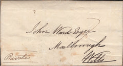 139361 1822 MAIL BRISTOL TO MARLBOROUGH WITH 'BRISTOL 122' DOTTED CIRCLE DATE STAMP (BS83).