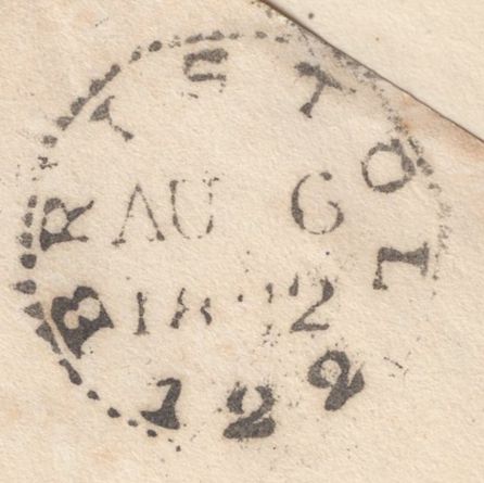 139361 1822 MAIL BRISTOL TO MARLBOROUGH WITH 'BRISTOL 122' DOTTED CIRCLE DATE STAMP (BS83).