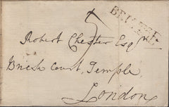 139362 1786 MAIL BRISTOL TO QUEEN ANNE'S BOUNTY, LONDON WITH 'BRISTOL' STRAIGHT LINE HAND STAMP.