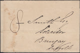 139363 1829 MAIL YOXFORD, SUFFOLK TO BUNGAY WITH 'SAXMUNDHAM' STRAIGHT LINE HAND STAMP (SK301).