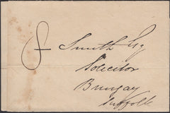 139363 1829 MAIL YOXFORD, SUFFOLK TO BUNGAY WITH 'SAXMUNDHAM' STRAIGHT LINE HAND STAMP (SK301).
