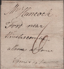139367 1803 MAIL BRISTOL TO SOMERSET WITH 'BRISTOL' STRAIGHT LINE HAND STAMP.