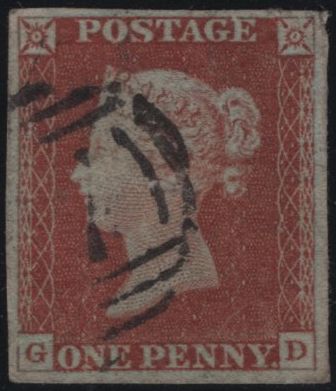 139379 1845 1D PL.56 (SG8)(GD) GOOD USED WITH 'E' FLAW.